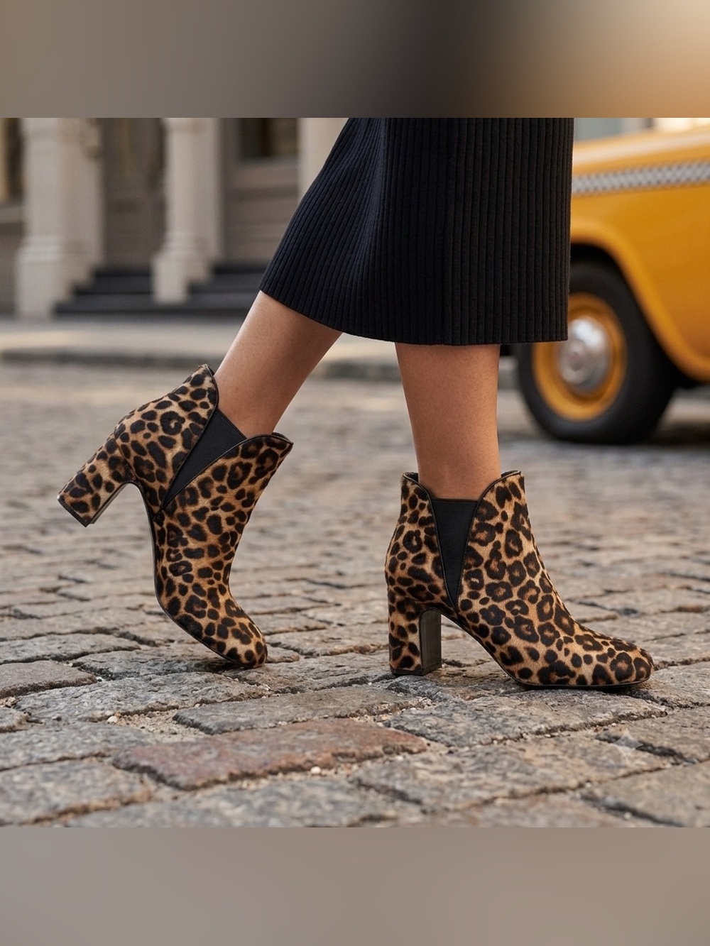White House Black Market Cheetah Print Cow Hair Block Heel Boots Women’s US 8.5M